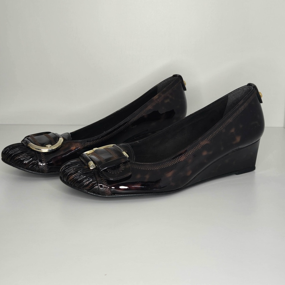 Stuart Weitzman Tortoiseshell Patent Leather Wedge Pumps | Size 7| Made in Spain - Picture 3 of 15